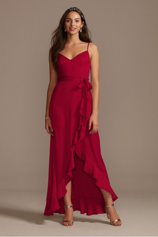 Spaghetti Strap Crepe Ruffle Bridesmaid Dress  F20208