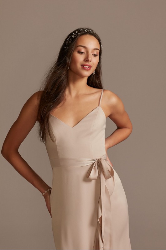 Spaghetti Strap Crepe Ruffle Bridesmaid Dress  F20208