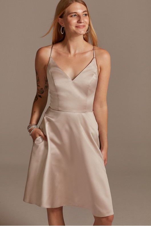 Spaghetti Strap Satin Short Bridesmaid Dress  F20245