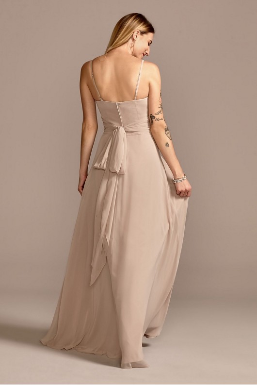 Spaghetti Strap Tie Waist Chiffon Bridesmaid Dress  F20355