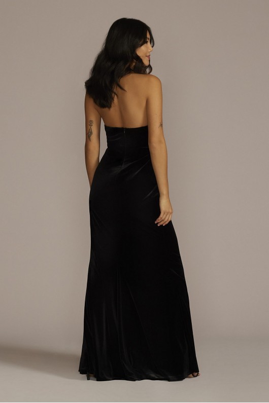 Square Neck Velvet Sheath Dress with Slit DB Studio WBM2832