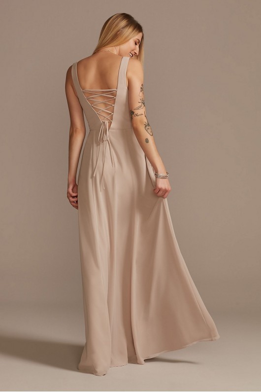 Squared Tank Lace Up Chiffon Bridesmaid Dress  F20328