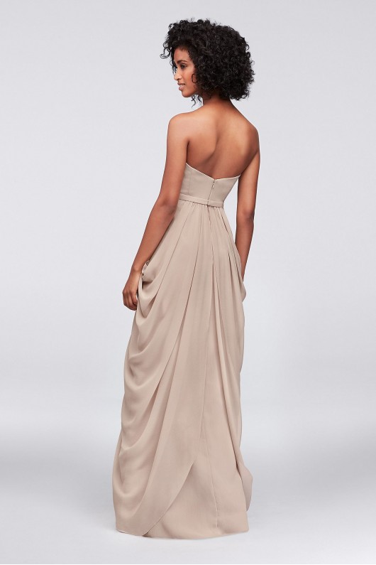 Strapless Chiffon Bridesmaid Dress with Swag Skirt  F19650