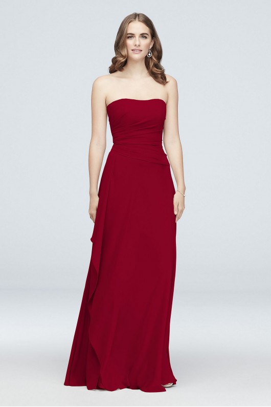 Strapless Georgette Cascade Bridesmaid Dress  F19904