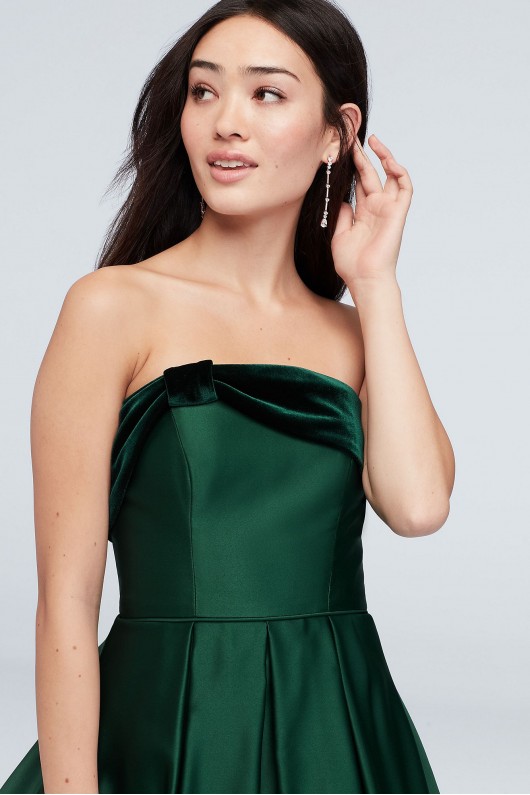 Strapless Satin Dress with Velvet Foldover Blondie Nites 1452BN