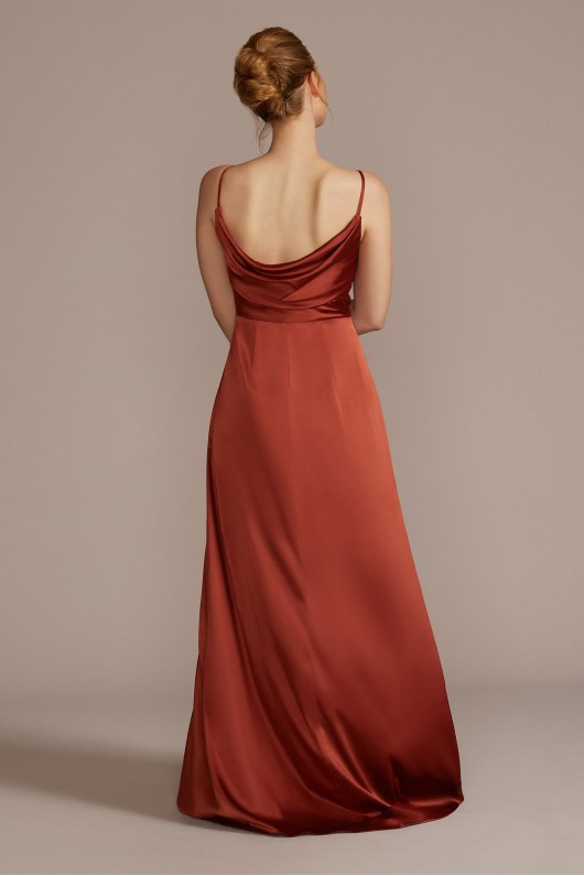 Stretch Charmeuse Cowl Back Bridesmaid Dress David&#039;s Bridal F20546