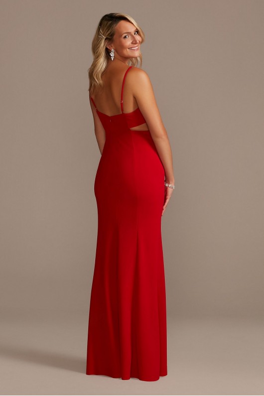 Stretch Crepe Sheath Dress with Beaded X Waist  WBM2436