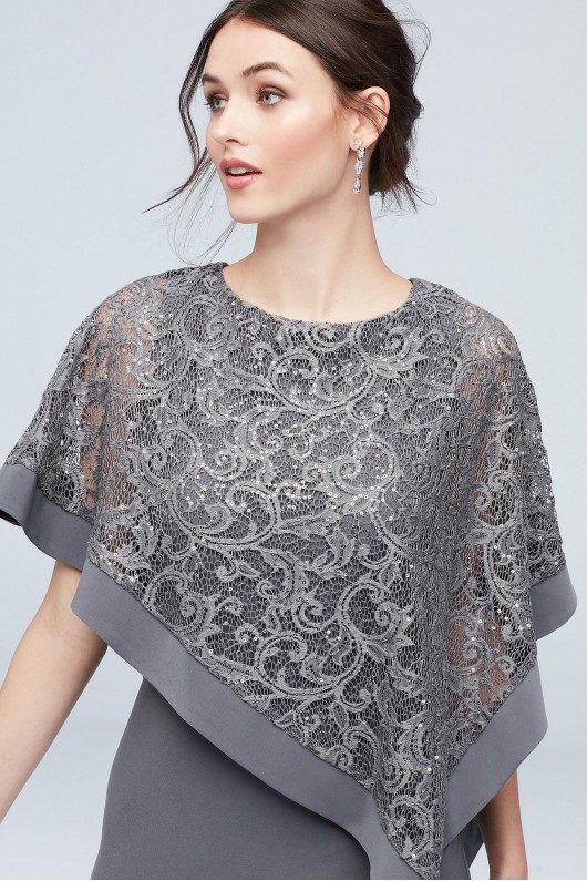 Stretch Knit Sheath with Asymmetrical Lace Cape  2292