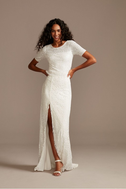 Stretch Lace Wedding Separates Skirt with Slit DB Studio DS150828