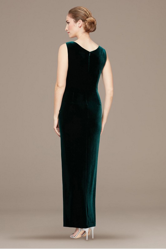 Stretch Velvet Surplice Gown with Cascade Slit Alex Evenings 81918571