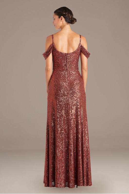 Swag Sleeve Allover Linear Sequin Gown  21982