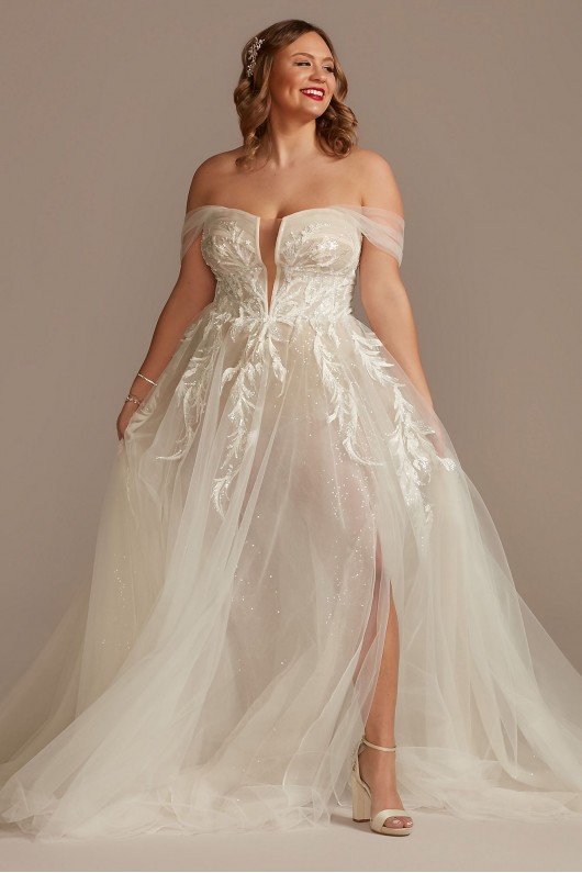 Tall Plus Tulle Bodysuit Wedding Dress with Straps  4XL9MBSWG898