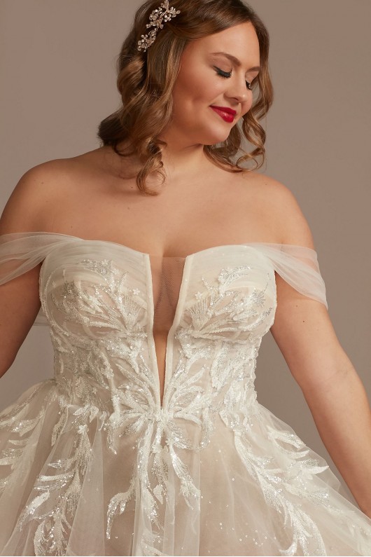 Tall Plus Tulle Bodysuit Wedding Dress with Straps  4XL9MBSWG898