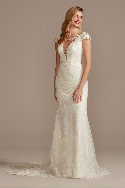 Tall Sheath Wedding Dress with Beaded Swag Back  4XLSWG884