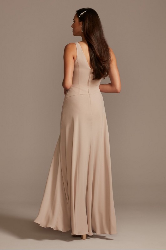 Tank Georgette Cascade Bridesmaid Dress with Slit  F20225