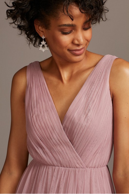 Tank Pleated Soft Net Bridesmaid Dress  F20110