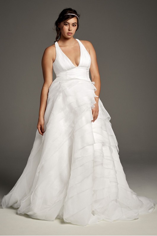 Tiered Organza T-Back Plus Size Wedding Dress 8VW351441