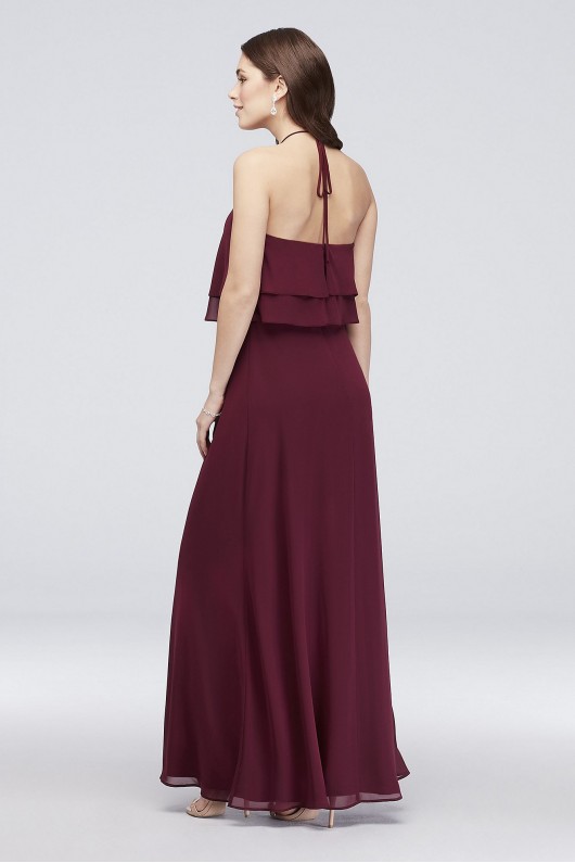 Tiered Ruffle Chiffon High-Neck Bridesmaid Dress Reverie W60006