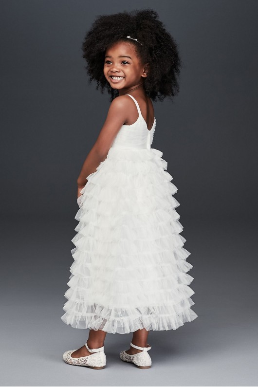 Tiered Tulle Ruffle Skirt Flower Girl Dress  CR1401