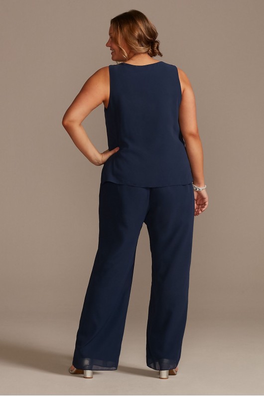 Tonal Beaded Chiffon Plus-Size Pantsuit  WBM2429W