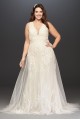 Tulle A-Line Plus Size Wedding Dress with V-Neck  9SWG722