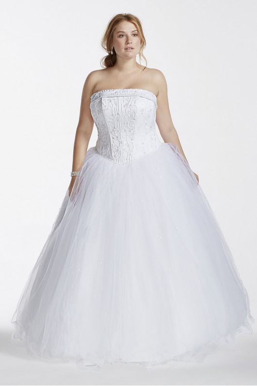 Tulle Plus Size Wedding Dress with Beaded Satin  Collection 9T8017