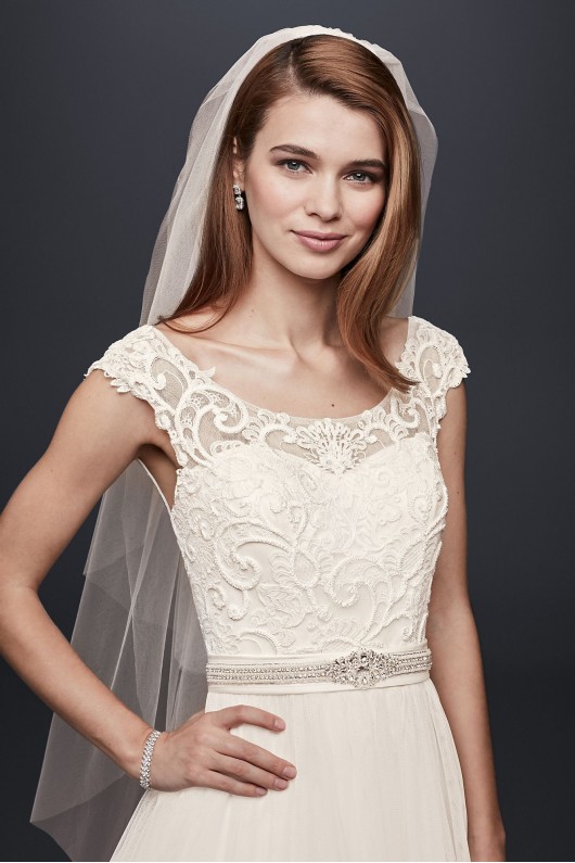 Tulle Wedding Dress with Lace Illusion Neckline  Collection WG3741