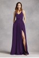 V Neck Halter Gown with Sash VW360214