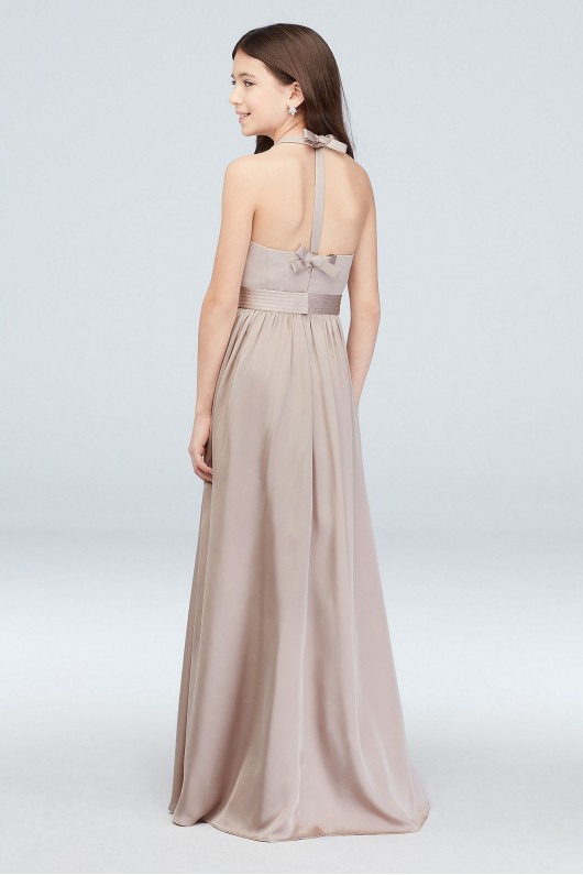 V-Neck Halter Junior Bridesmaid Dress with Sash JBVW0214