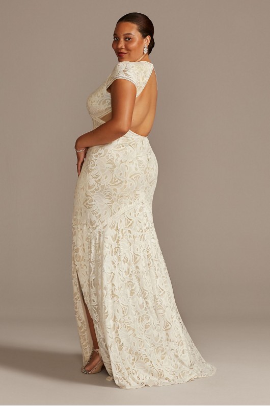 V-Neck Lace Open Back Plus Size Wedding Dress Melissa Sweet 8MS251215