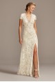 V-Neck Stretch Lace Open Back Sheath Wedding Dress Melissa Sweet MS251215