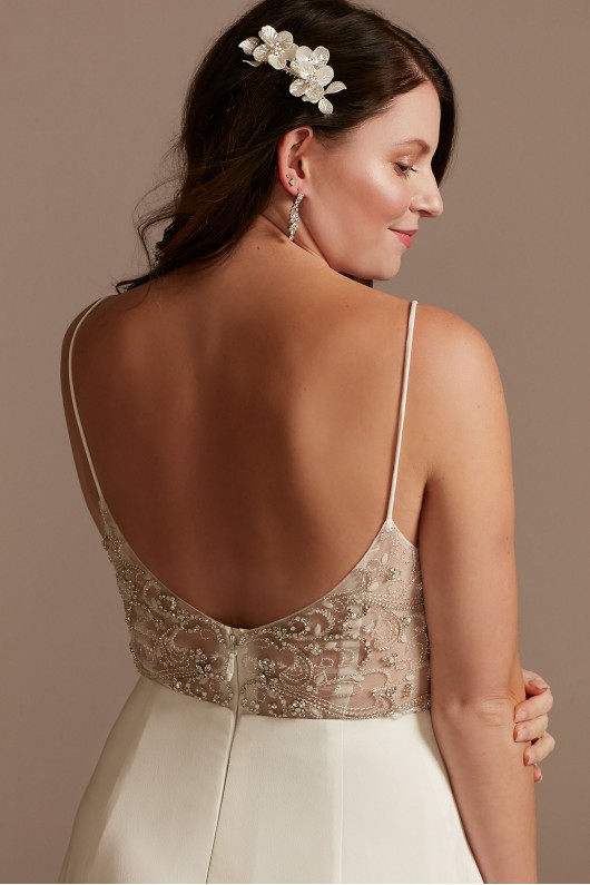 V-Neck Tall Wedding Dress with Beaded Back DB Studio 4XLWG4004DB